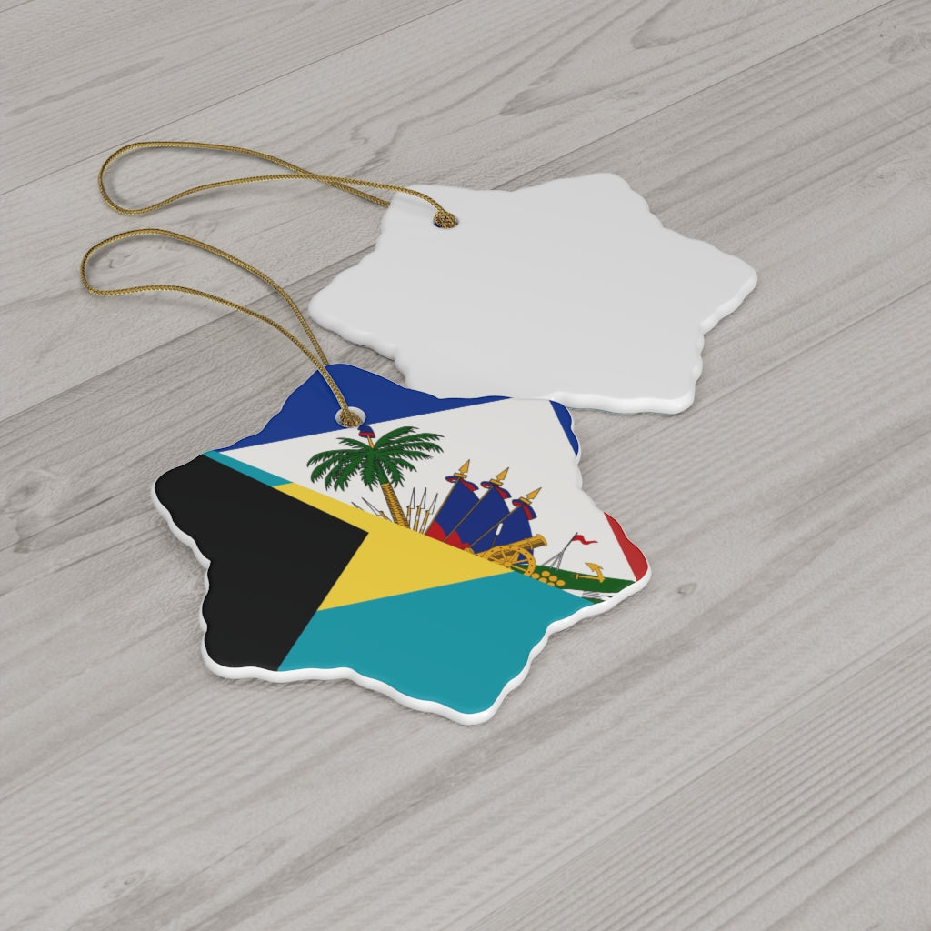 Haiti Bahamas Flag Ceramic Ornaments | Haitian Bahamian Christmas Tree