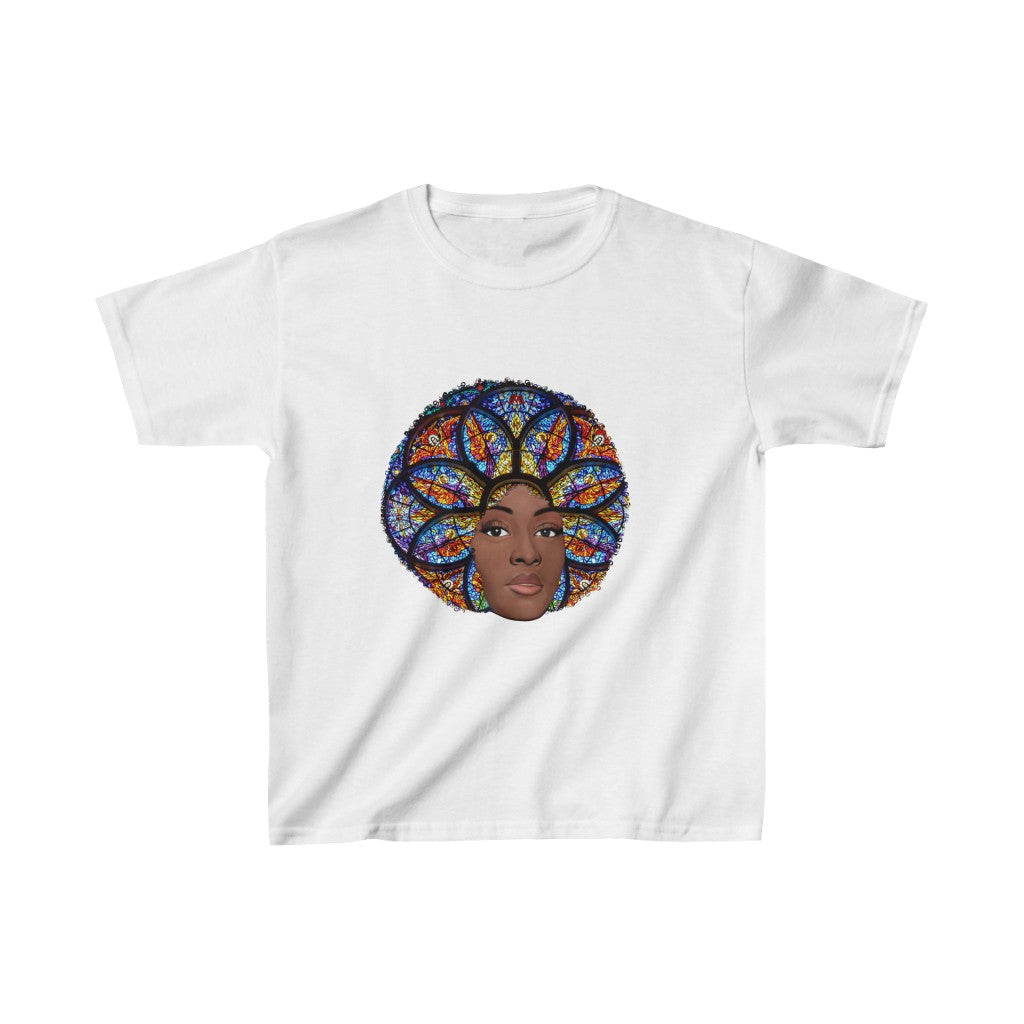 Kids Heavenly Afro | Hair Crown Stained Glass T-Shirt | Unisex Tee Shirt