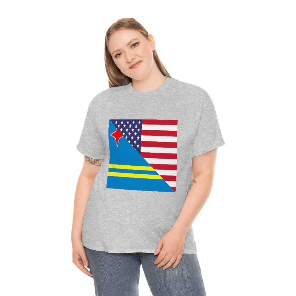 Aruban American Flag Tee Shirt | Aruba USA Tshirt