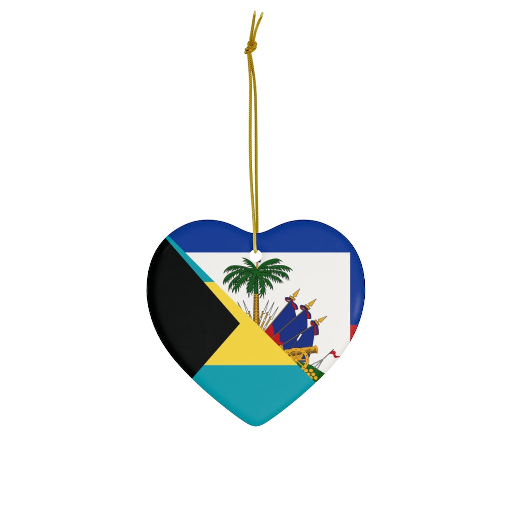 Haiti Bahamas Flag Ceramic Ornaments | Haitian Bahamian Christmas Tree