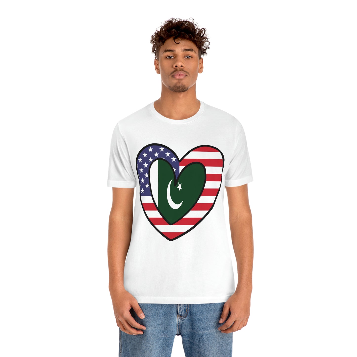 Pakistani American Heart Valentines Day Gift Tee Shirt | Half Pakistani USA Flag T-Shirt