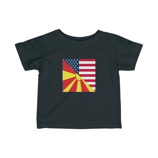 Infant North Macedonia American Flag Half Macedonian USA Toddler Tee Shirt