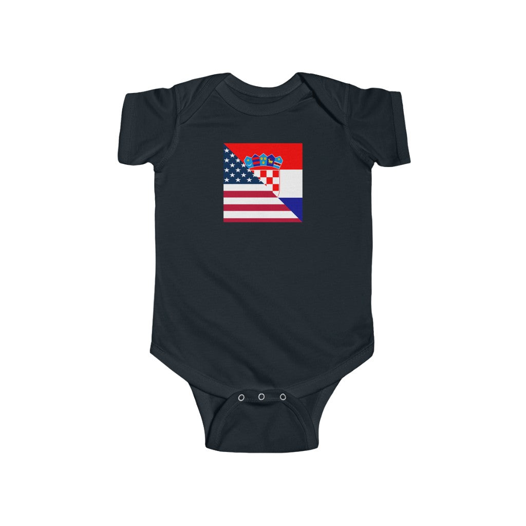 Croatian American Flag Baby Bodysuit | Unisex Half Croatia USA