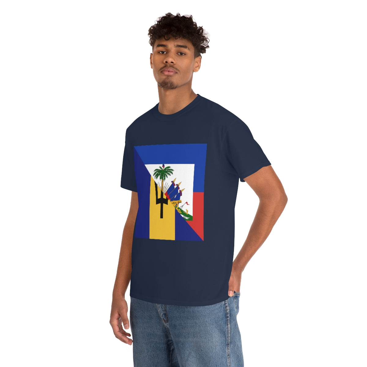 Haitian Bajan Flag Half Haiti Barbados T-Shirt | Unisex Tee Shirt