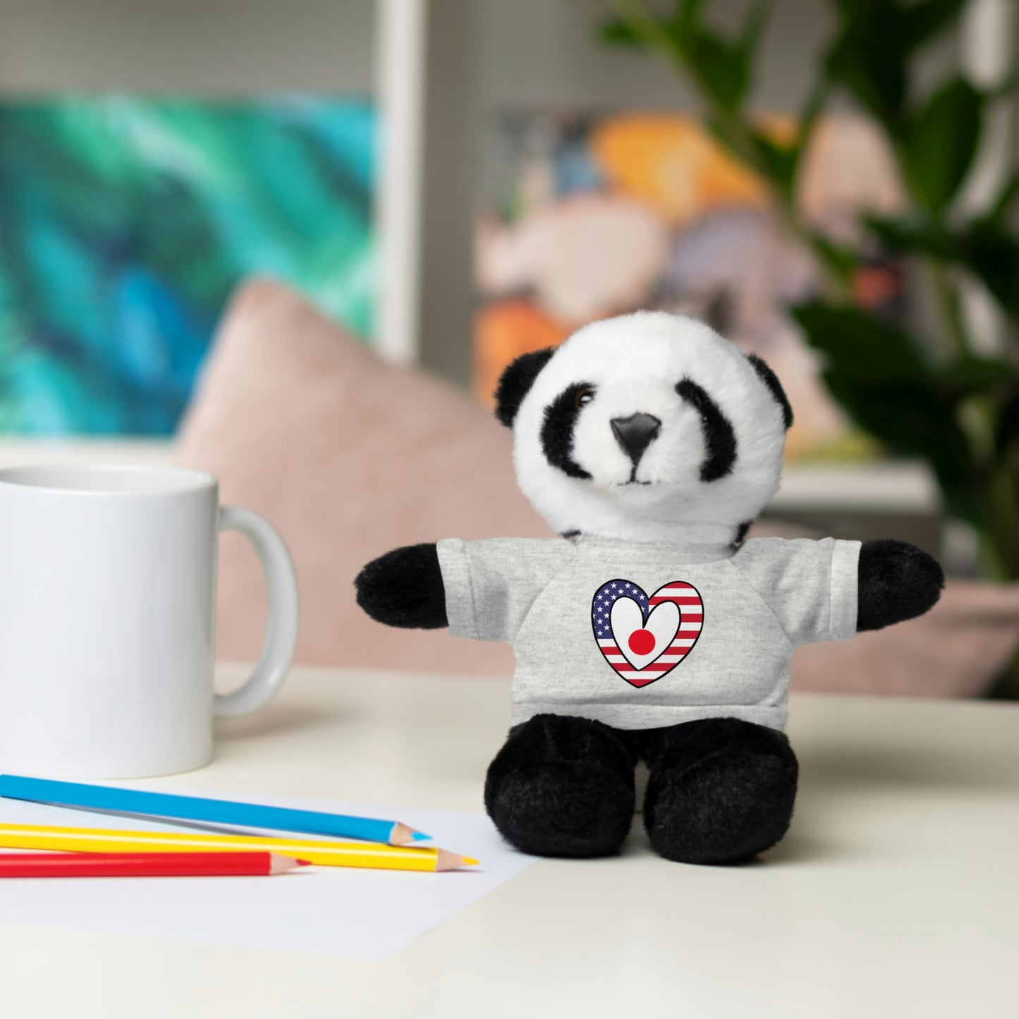 Japanese American Valentines Day Gift Stuffed Animal | Japan USA Flag Toy