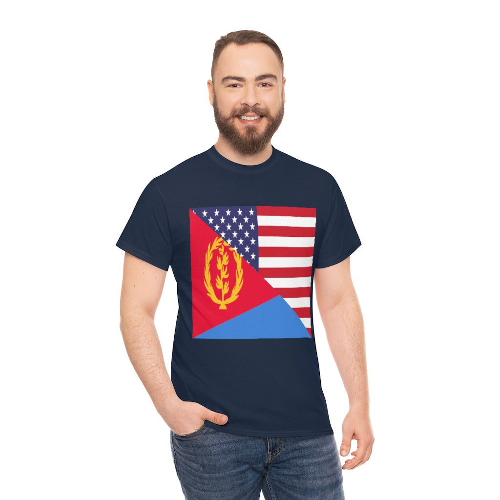 Eritrea American Flag Tee Shirt | Unisex Eritrean USA Tshirt