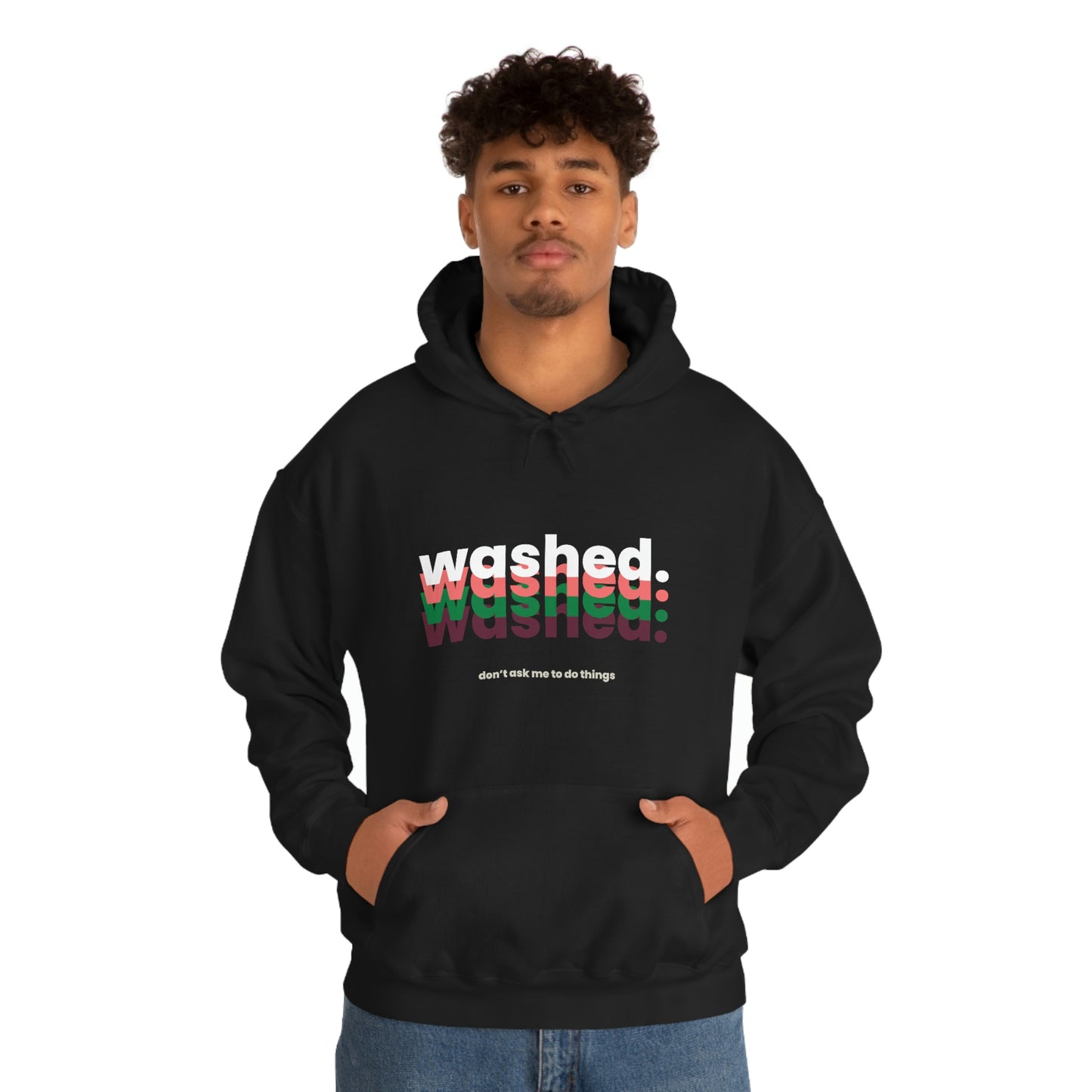 WASHED Dont Ask Me To Do Things Coral Green Purple Hoodie | Unisex Pullover Hooded Sweatshirt
