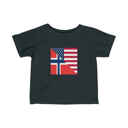 Infant Norwegian American Flag Norway USA Toddler Tee Shirt