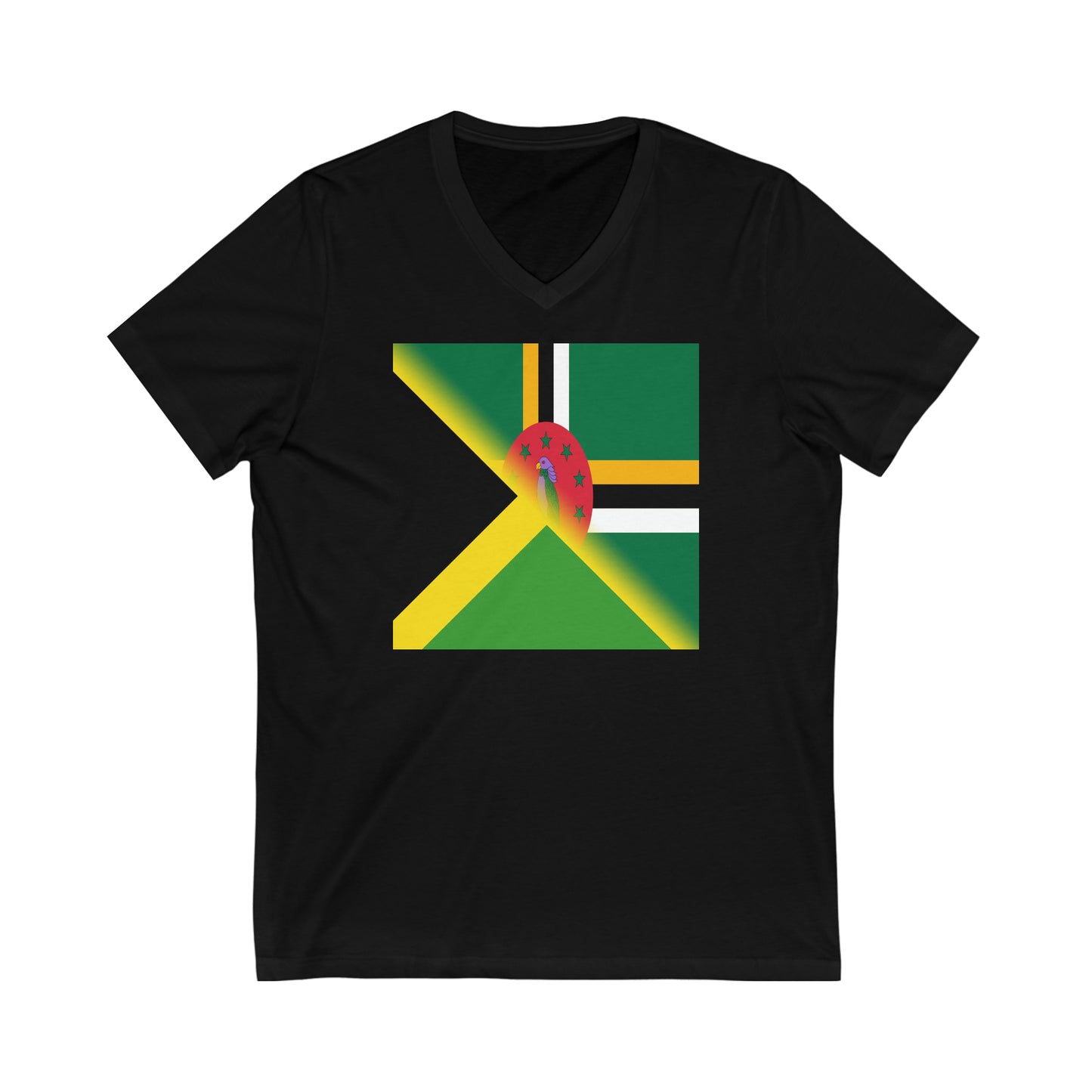 Jamaican Dominican Flag | Half Jamaica Dominica V-Neck T-Shirt | Unisex Vee Shirt