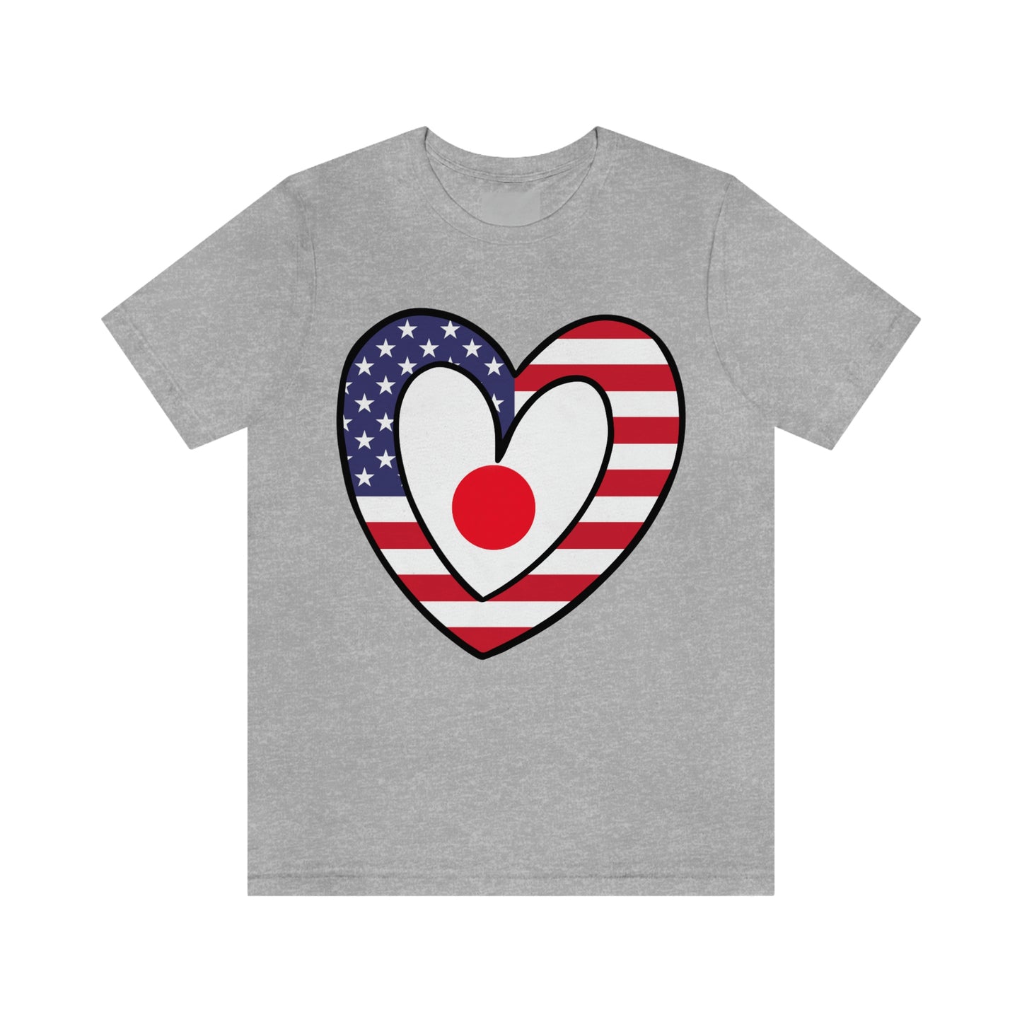 Japanese American Heart Valentines Day Gift Tee Shirt | Half Japan USA Flag T-Shirt