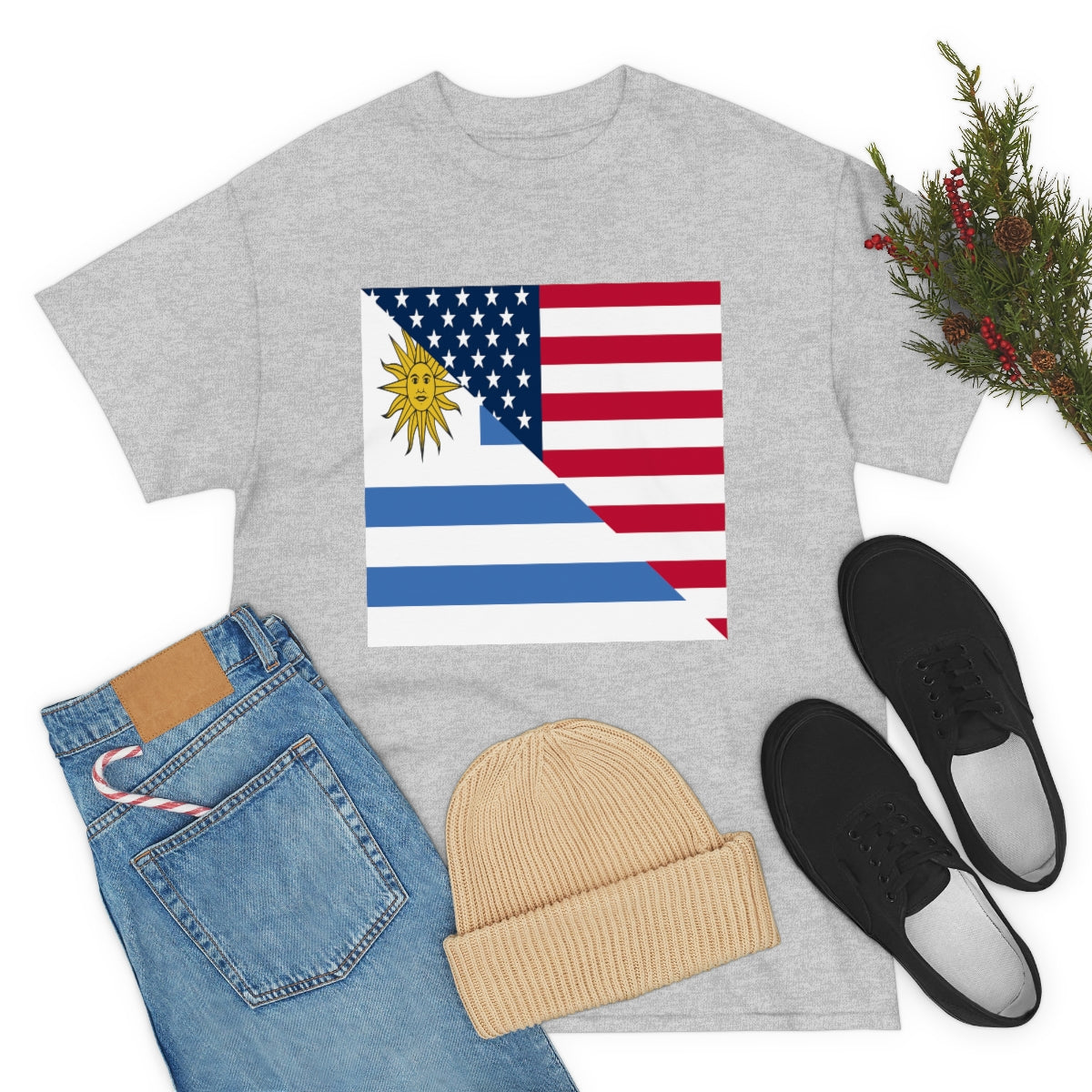 Uruguay American Flag Half Uruguayan USA T-Shirt | Unisex Tee Shirt