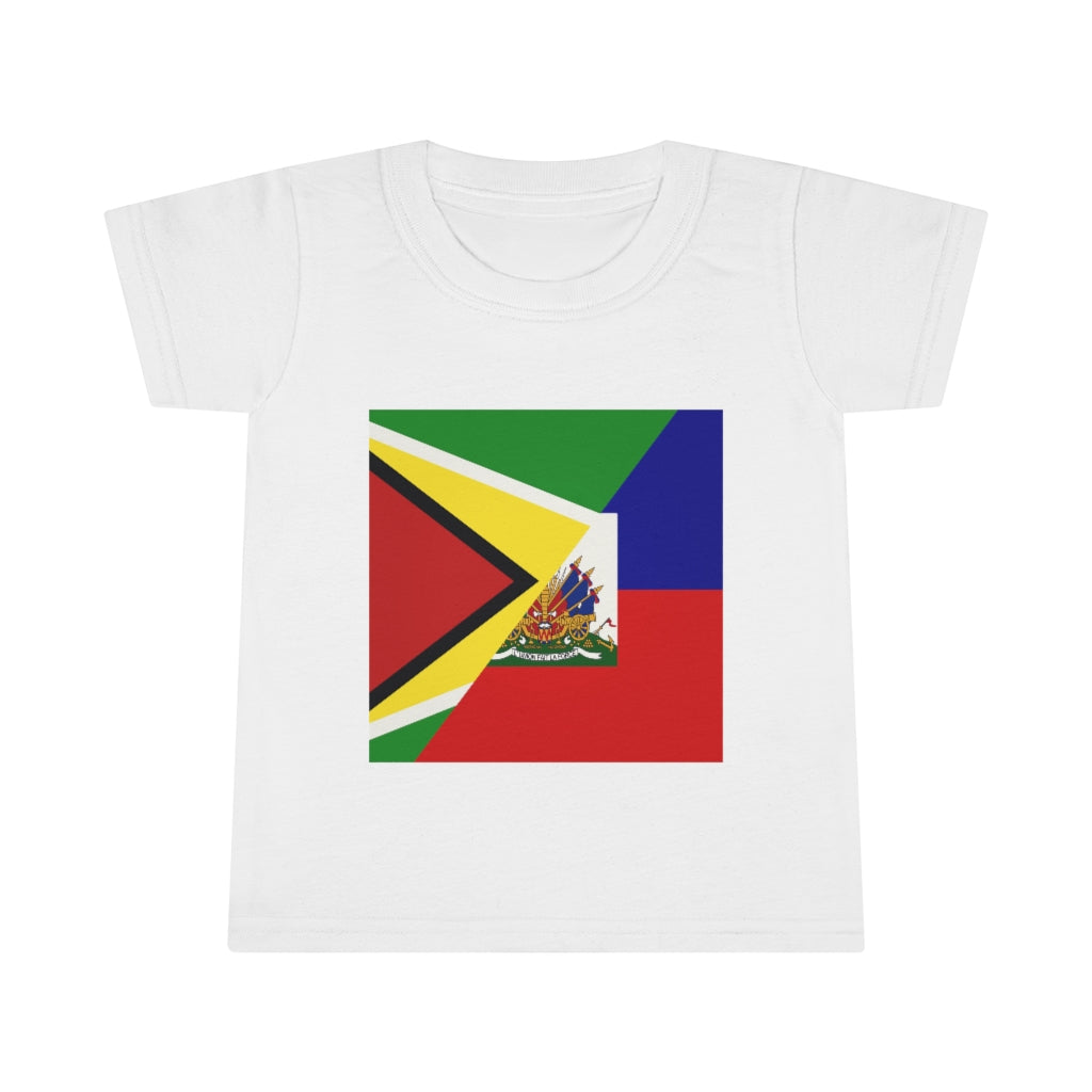 Toddler Half Haiti - Guyana Flag T-Shirt | Haitian Guyanese Clothes