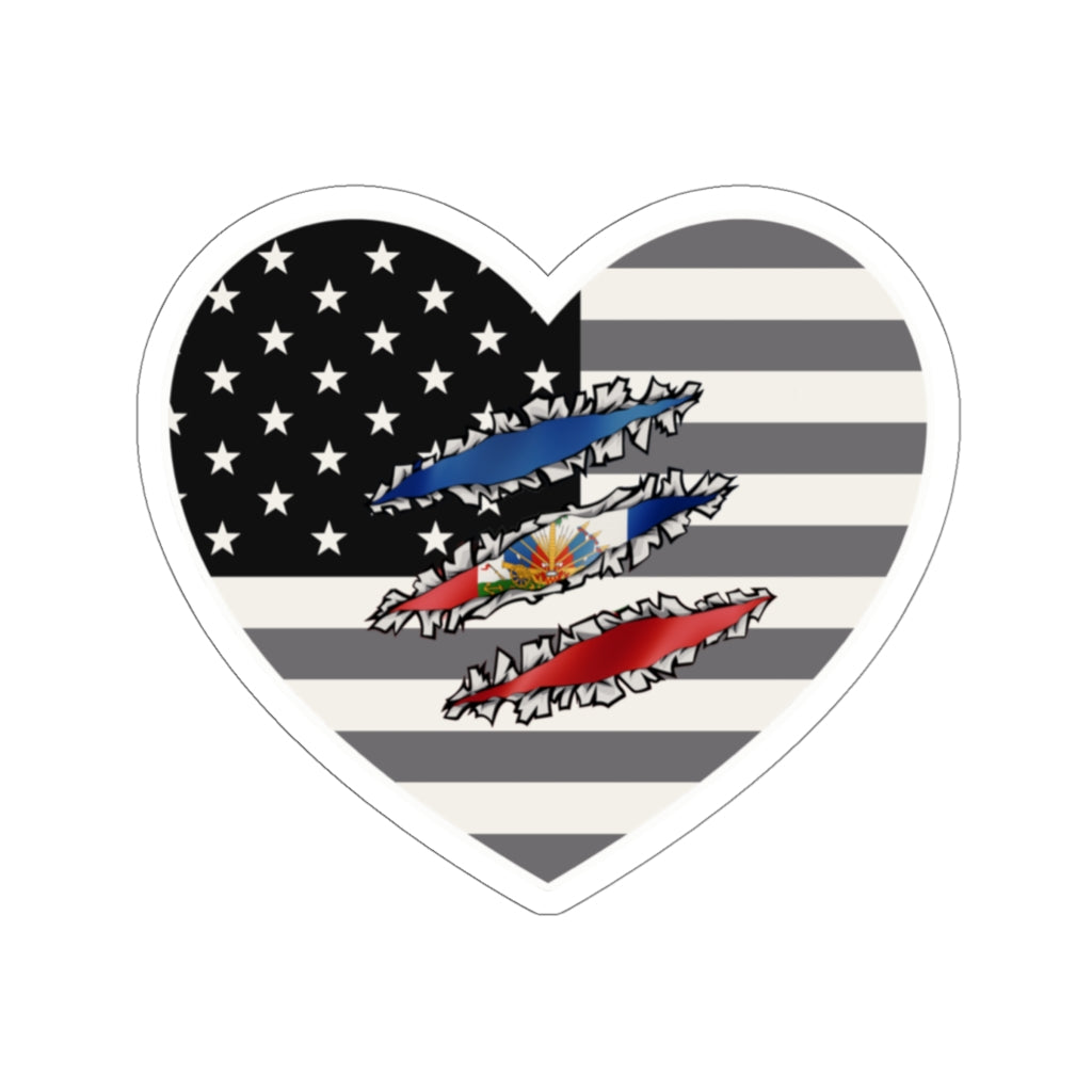 Haitian American Flag At Heart Sticker | Haiti Women Men Boy Girl Stickers