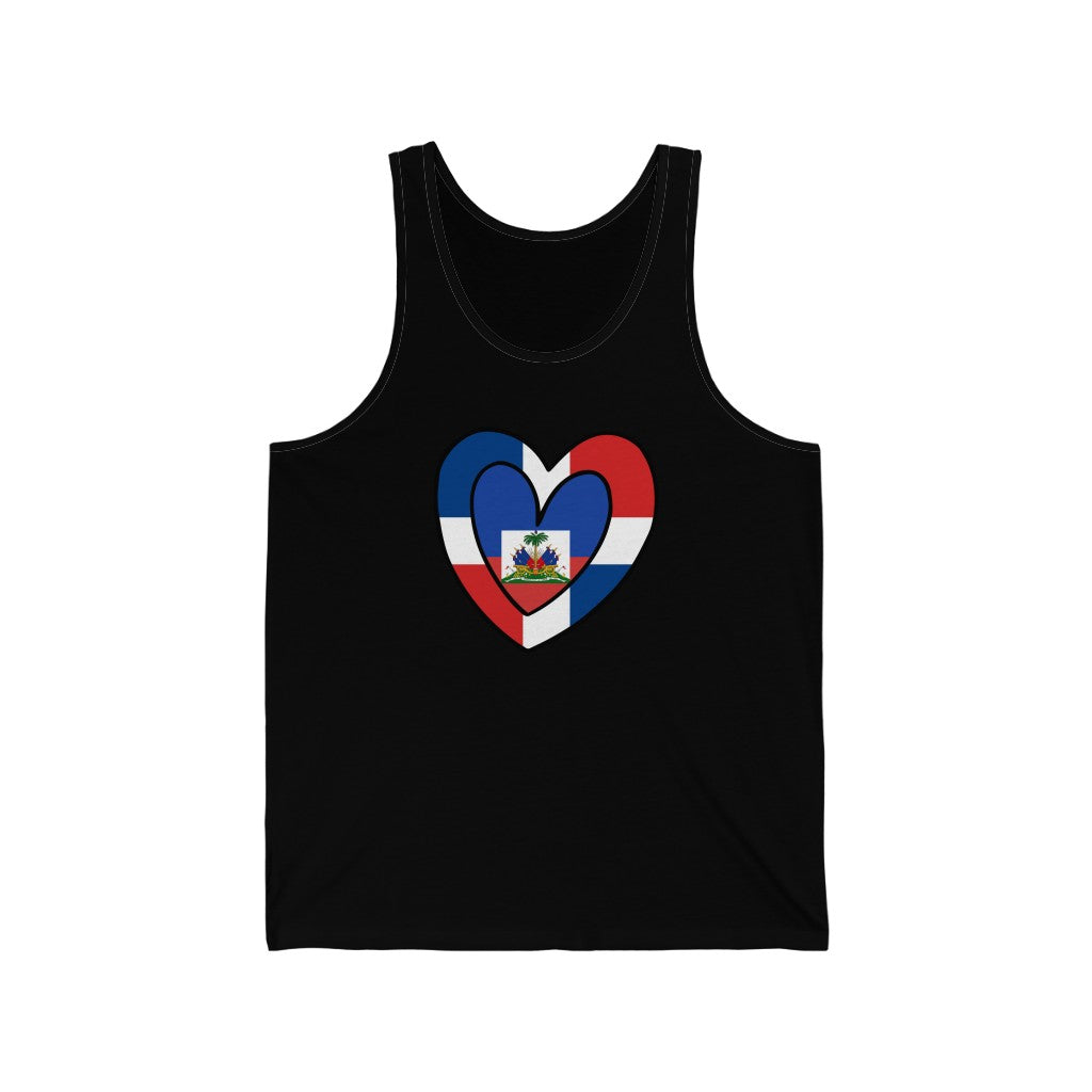 Dominican Haitian Flag Inner Heart Tank Top | Unisex DR Republic Haiti