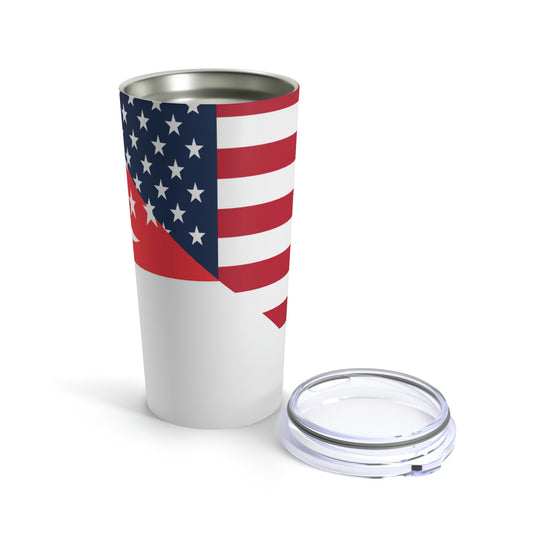 Singapore American Flag Half Singaporean USA Tumbler 20oz Beverage Container