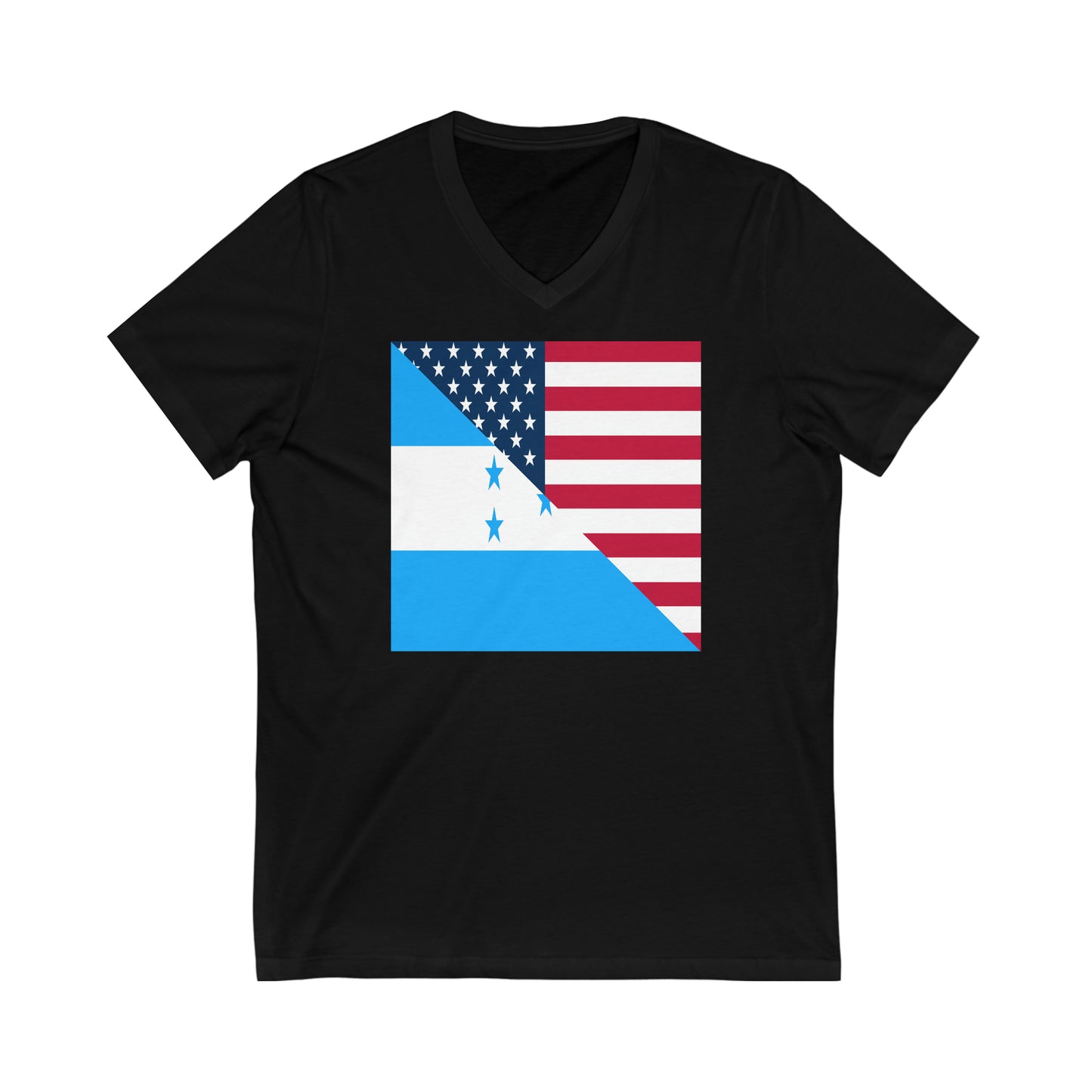 Honduras American Flag Half Honduran USA V-Neck T-Shirt | Unisex Vee Shirt