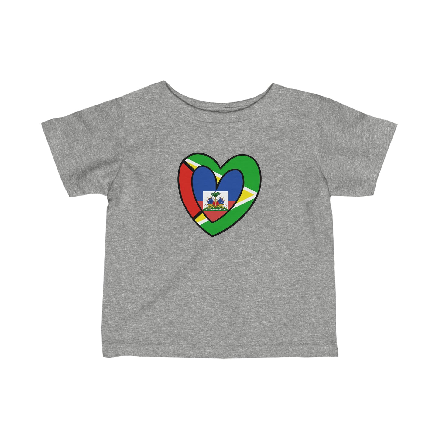 Infant Guyanese Haitian Flag Inner Heart Guyana Haiti  Toddler Tee Shirt