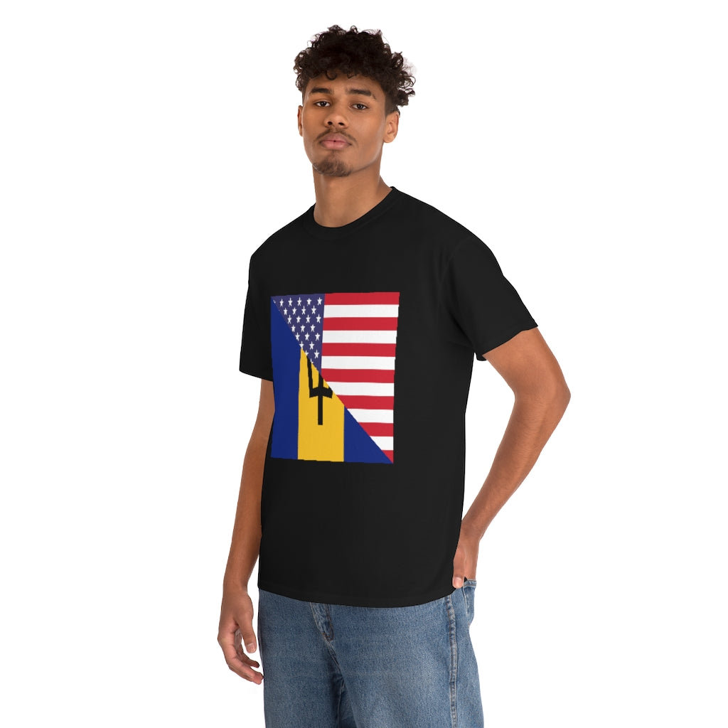 Bajan American Flag Tee Shirt | Barbados USA Tshirt