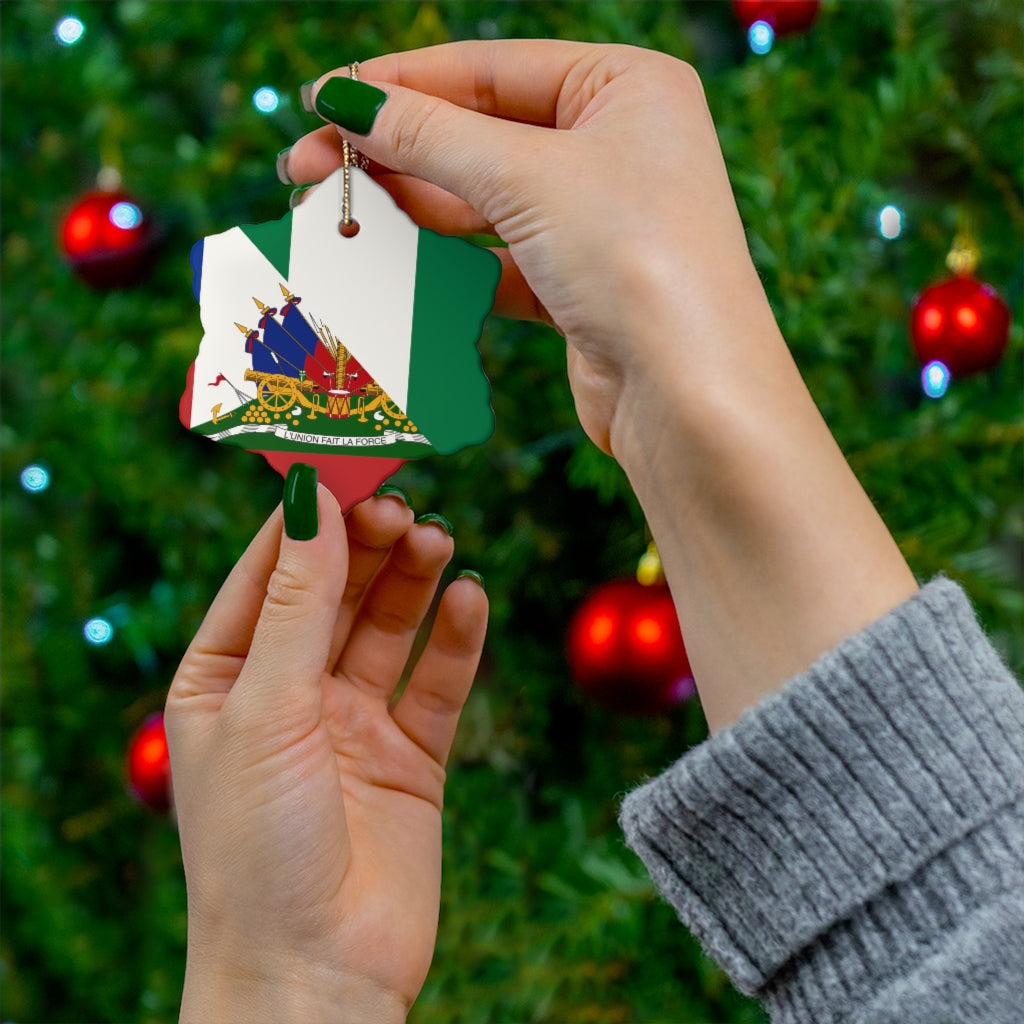 Haiti Nigeria Flag Ceramic Ornaments | Haitian Nigerian Naija Christmas Tree