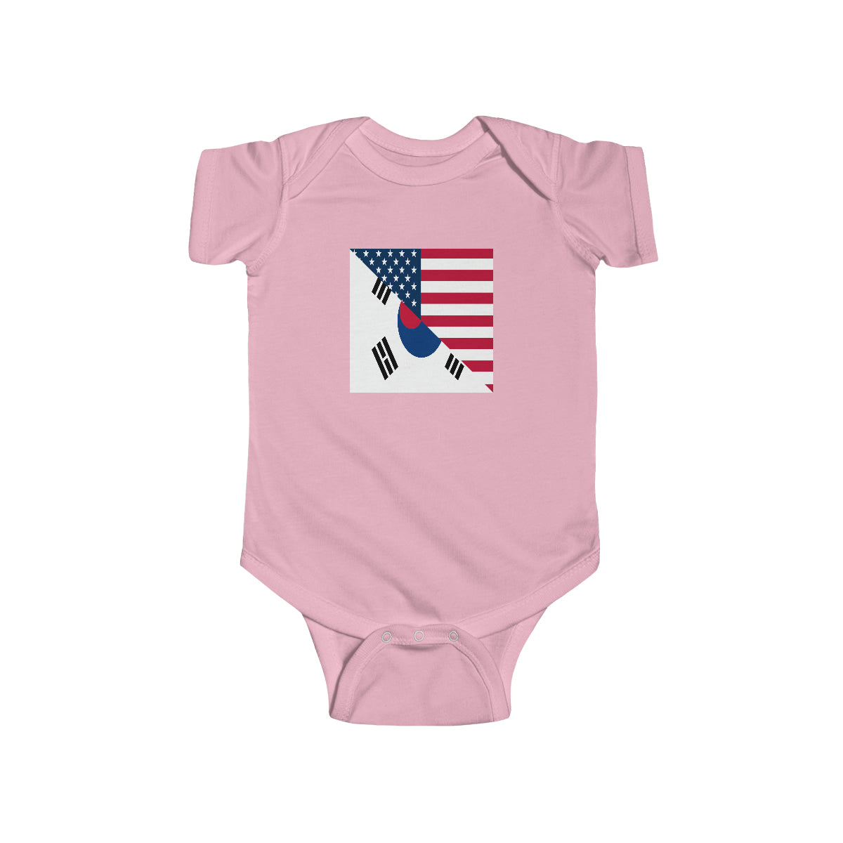 South Korean American Flag Half South Korea USA Baby Bodysuit | Newborn Boy Girl