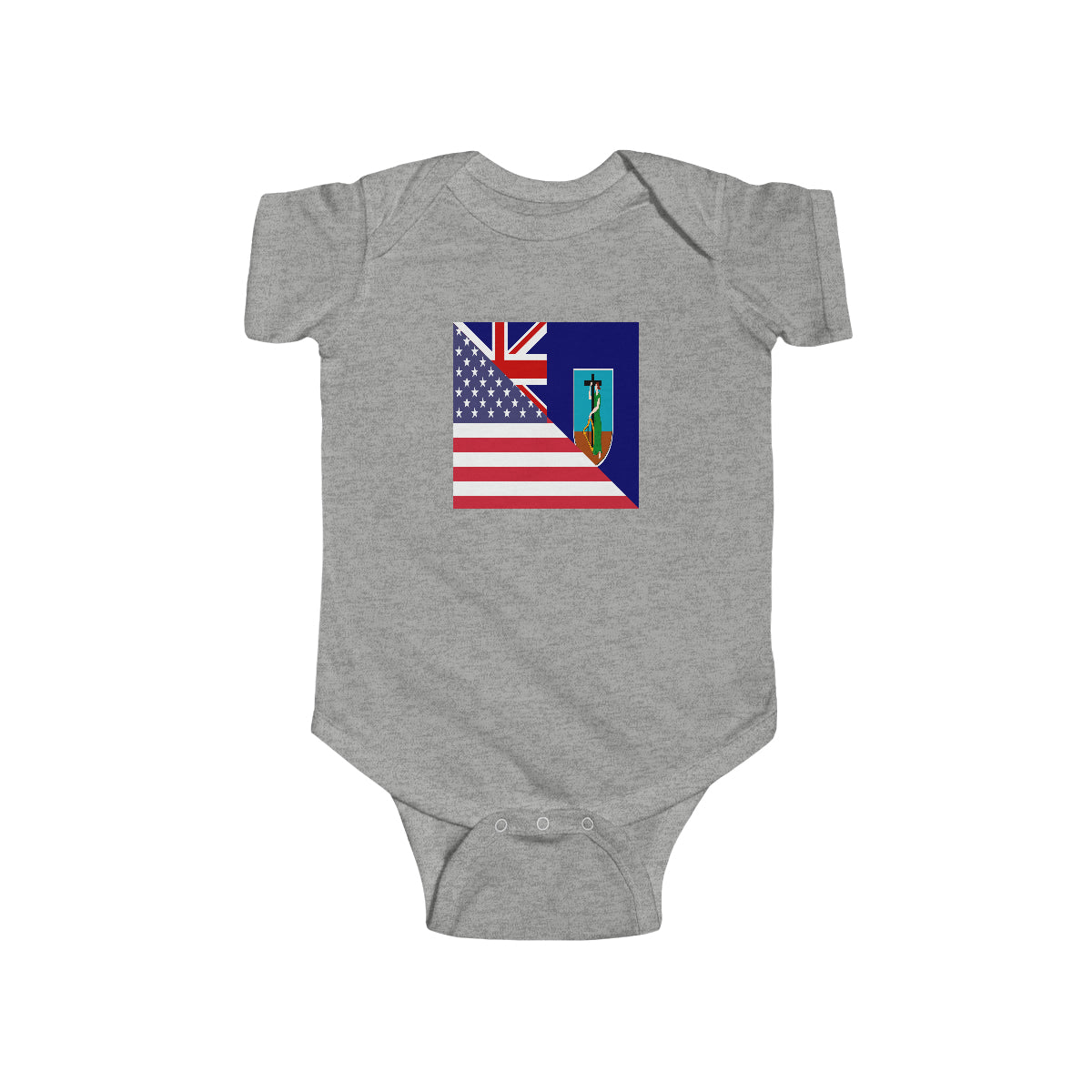 Montserrat American Flag Half Montserratian USA Baby Bodysuit | Newborn Boy Girl