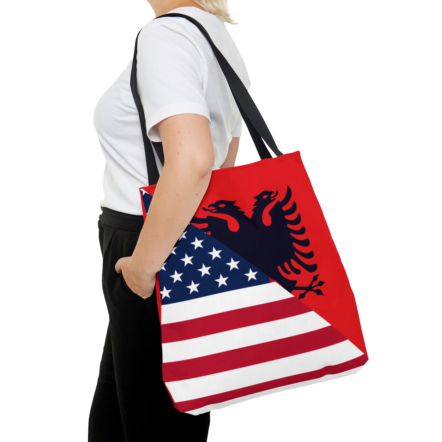 Albanian American Flag Albania USA Tote Bag | Shoulder Bag