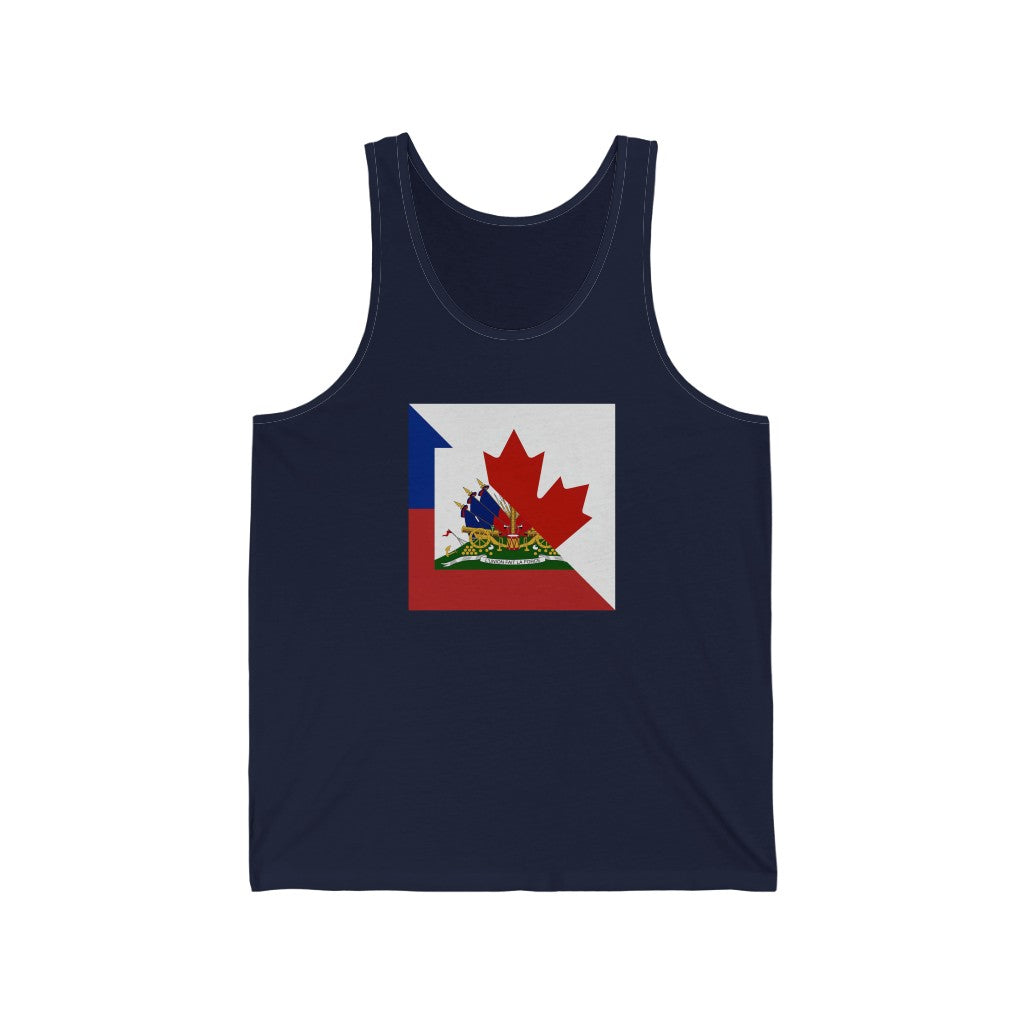 Half Haitian Canadian Flag Tank Top | Haiti Canada Beater