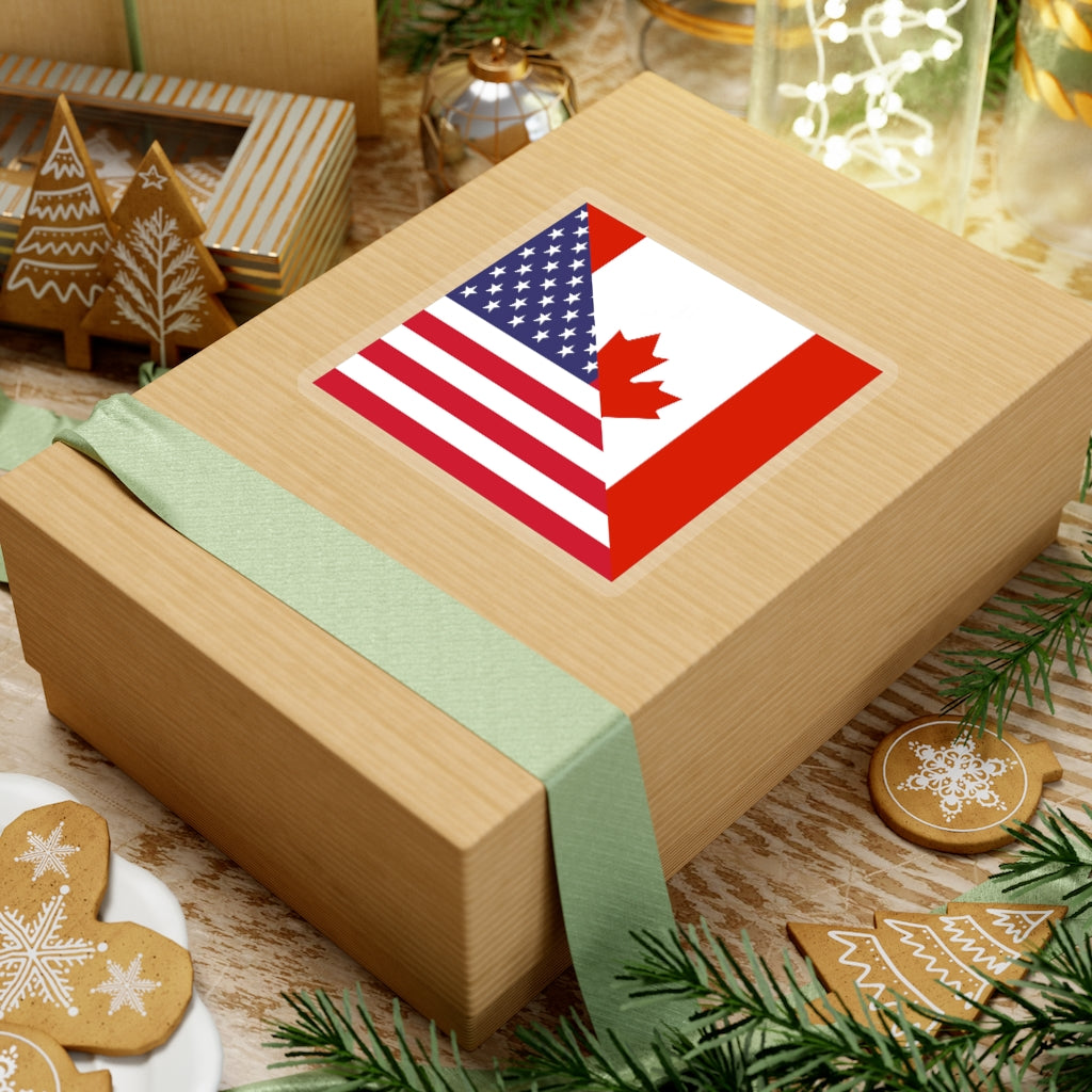 Canadian American Flag Sticker | Canada USA Stickers