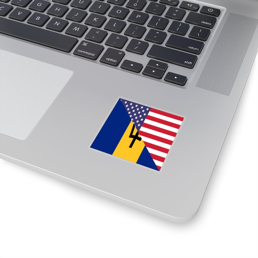 Bajan American Flag Sticker | Barbados USA Stickers