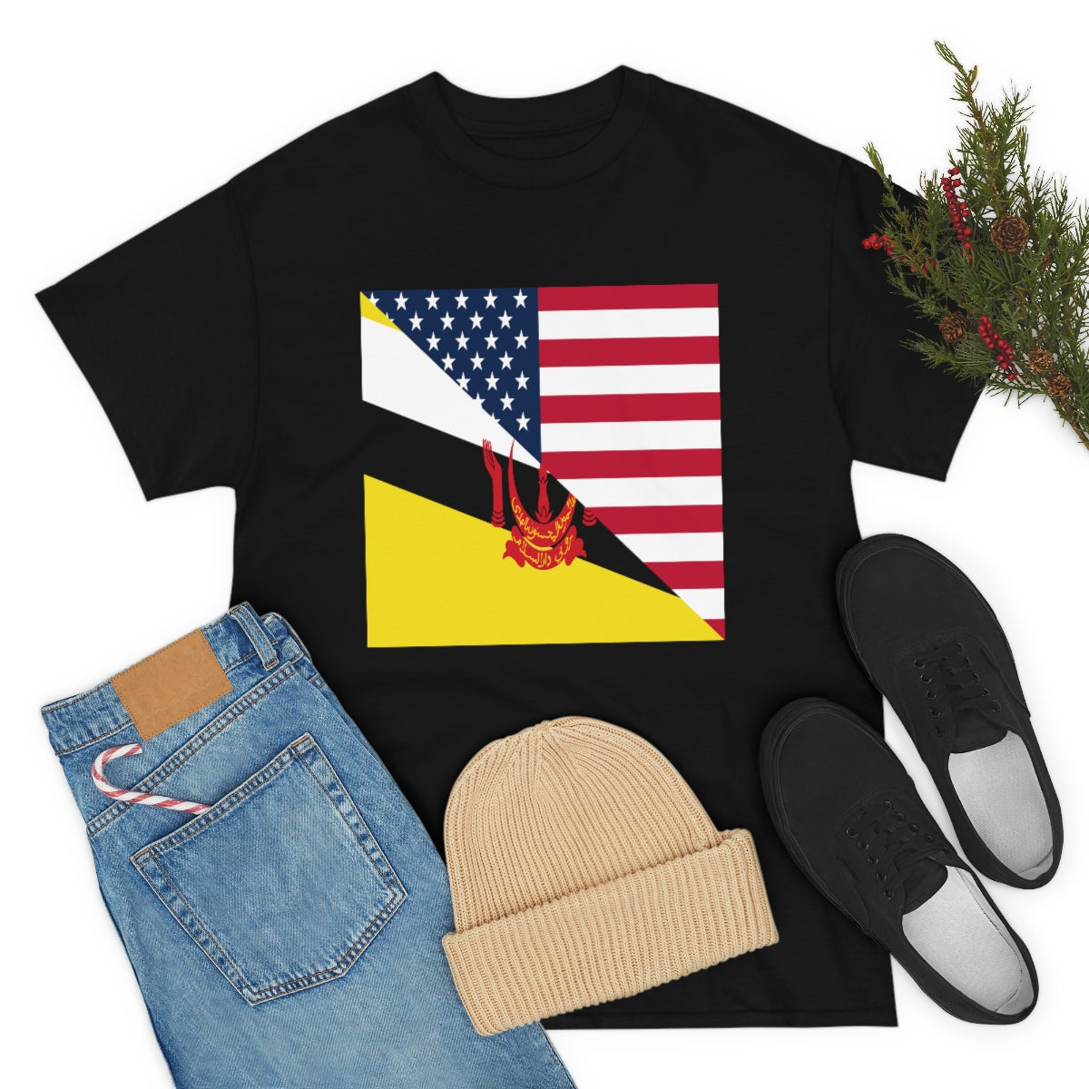 Brunei American Flag Half Bruneian USA T-Shirt | Unisex Tee Shirt