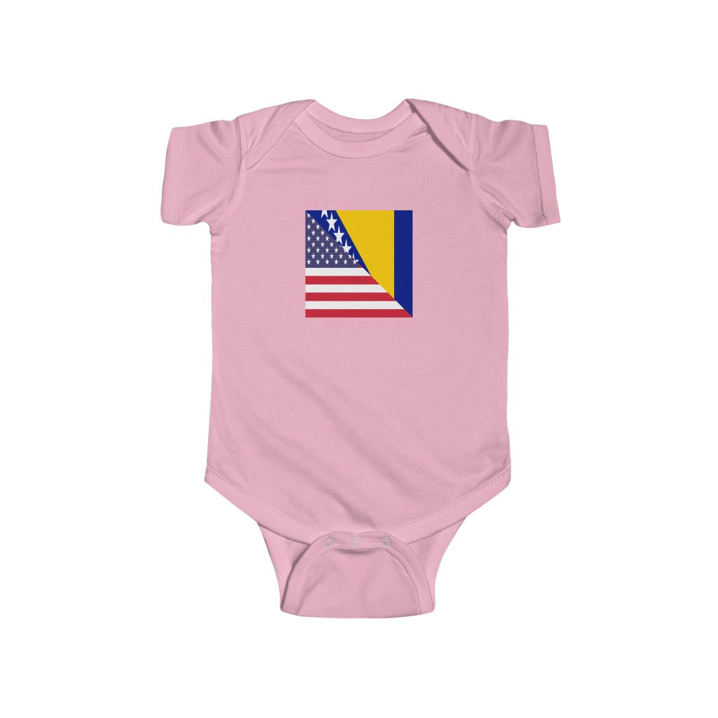 Bosnia and Herzegovina American Flag Baby Bodysuit | Bosnia USA Newborn