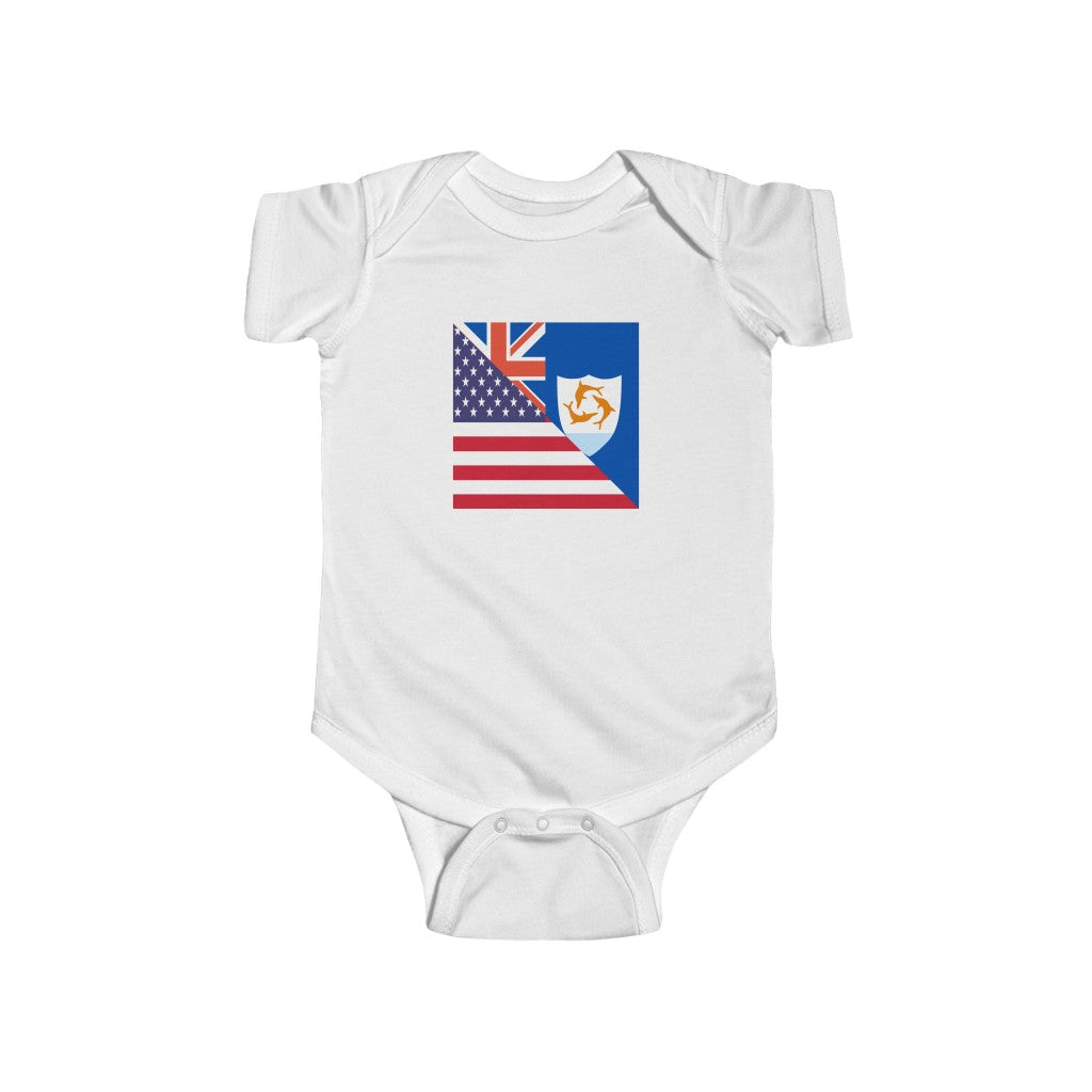 Anguilla American Flag Baby Bodysuit | Anguillan USA Newborn