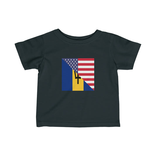 Infant Bajan American Flag Barbados USA Toddler Tee Shirt