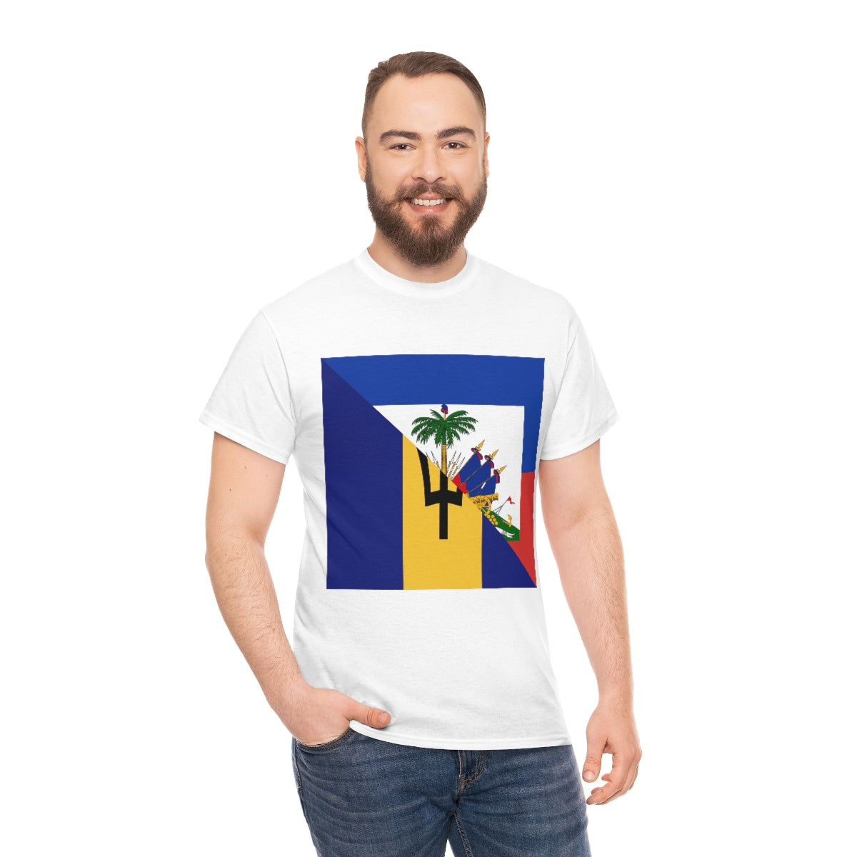 Bajan Haitian Flag Tee Shirt | Unisex Barbados Haiti USA Tshirt