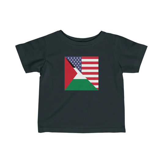 Infant Palestine USA Flag Palestinian American Toddler Tee Shirt