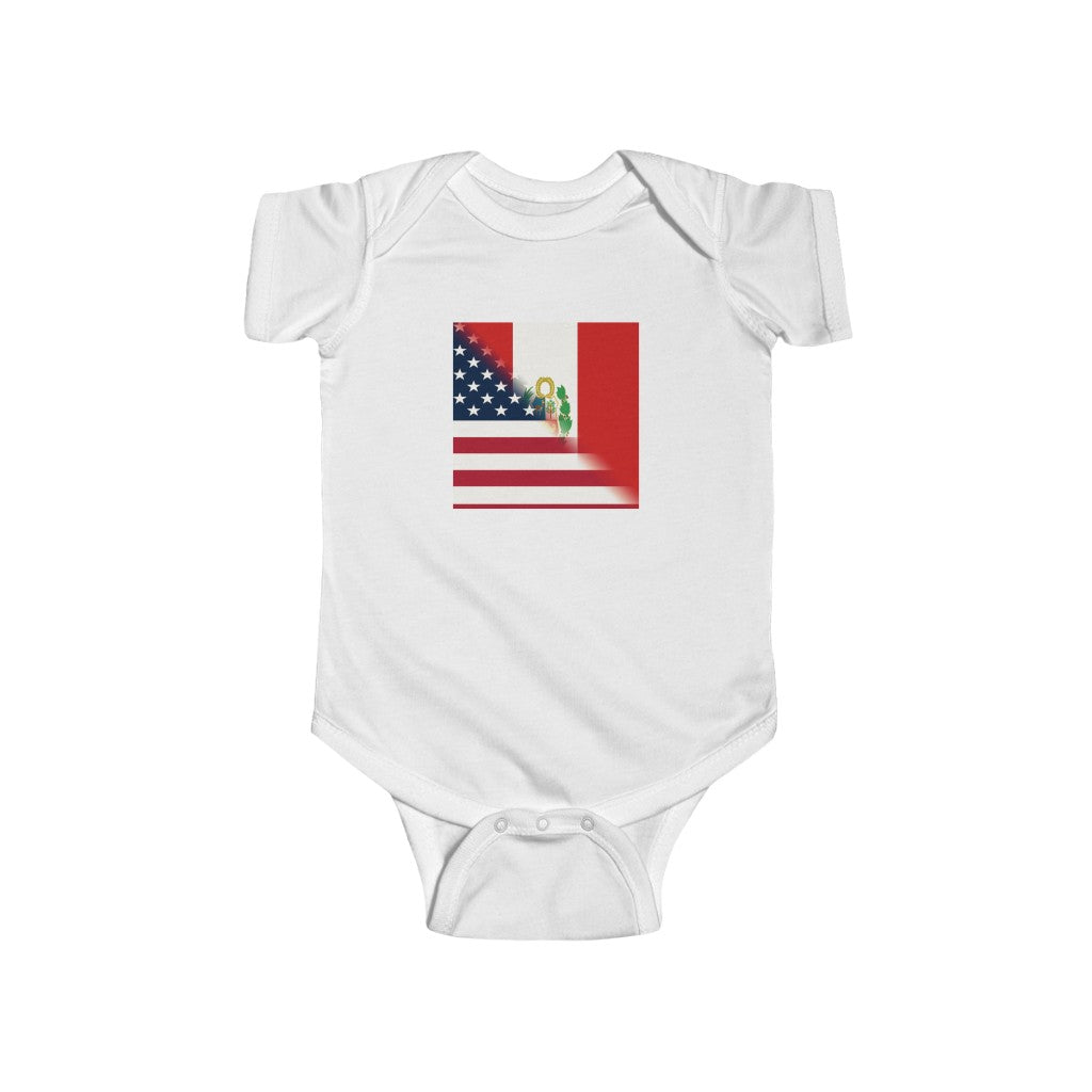 Half Peru - America Flag Baby Bodysuit | USA Peruvian Clothes