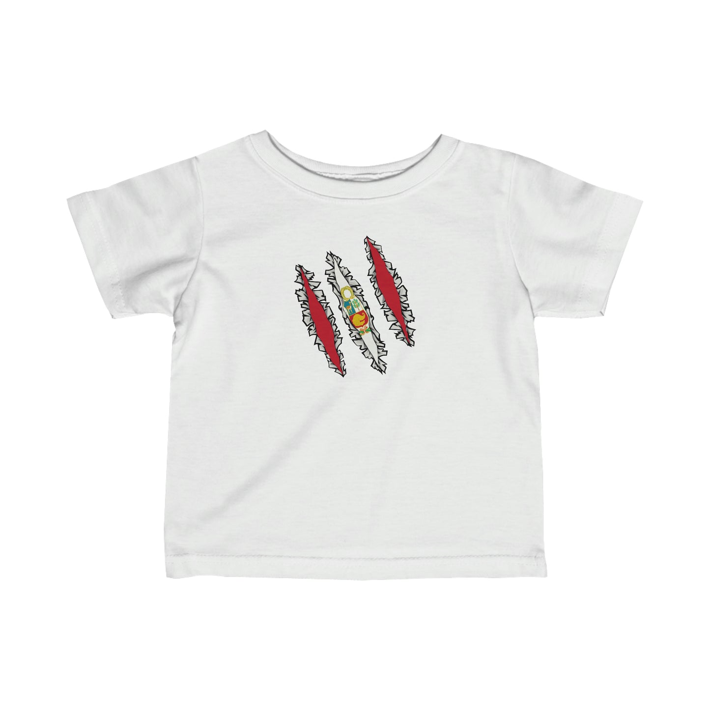 Infant Slashed Peru Flag | Peruvian Toddler Tee Shirt