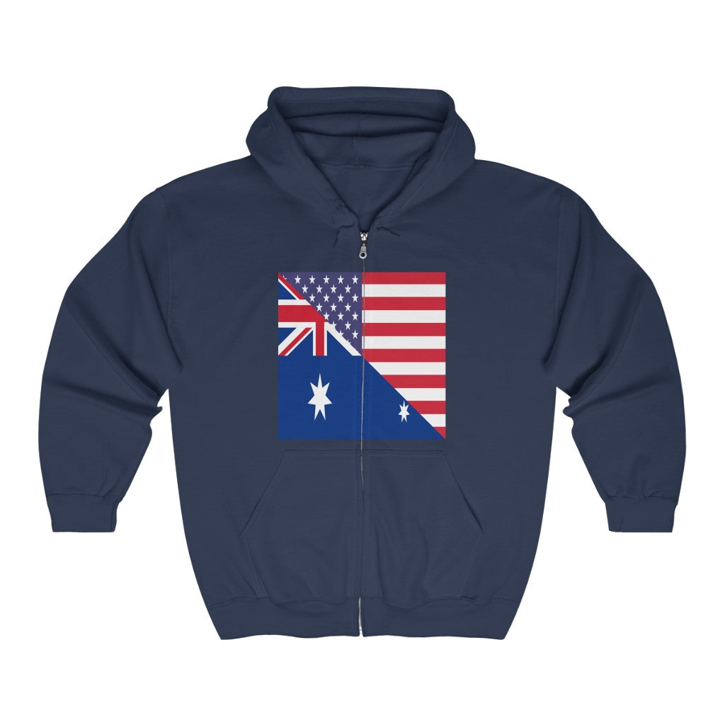 Australian American Flag Australia USA Zip Hoodie | Hooded Sweatshirt