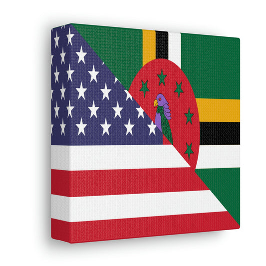 Dominican American Flag Dominica USA Half Canvas Gallery Wraps | Wall Art