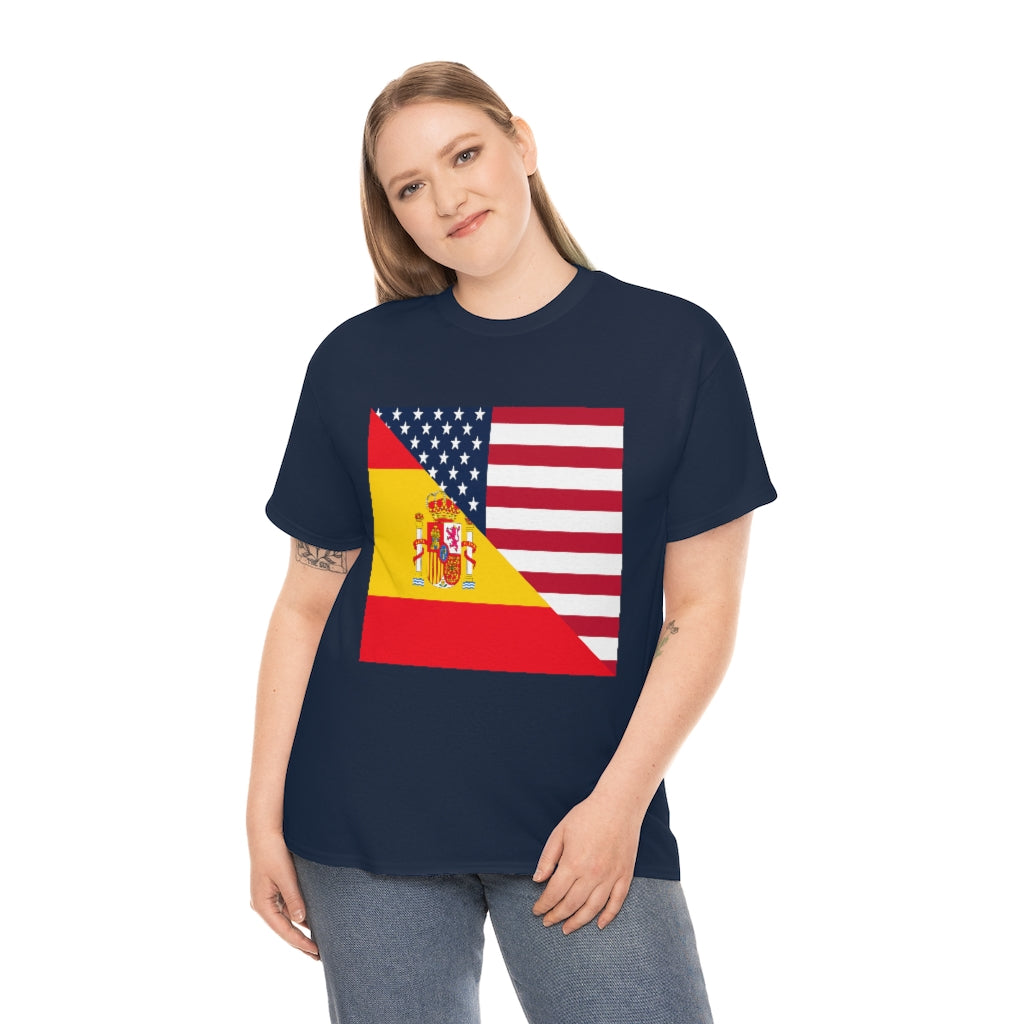 Spain American Flag Tee Shirt | Unisex Spanish USA Tshirt