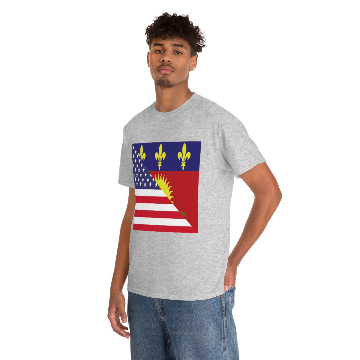 Guadeloupe American Flag Half Guadeloupean USA T-Shirt | Unisex Tee Shirt