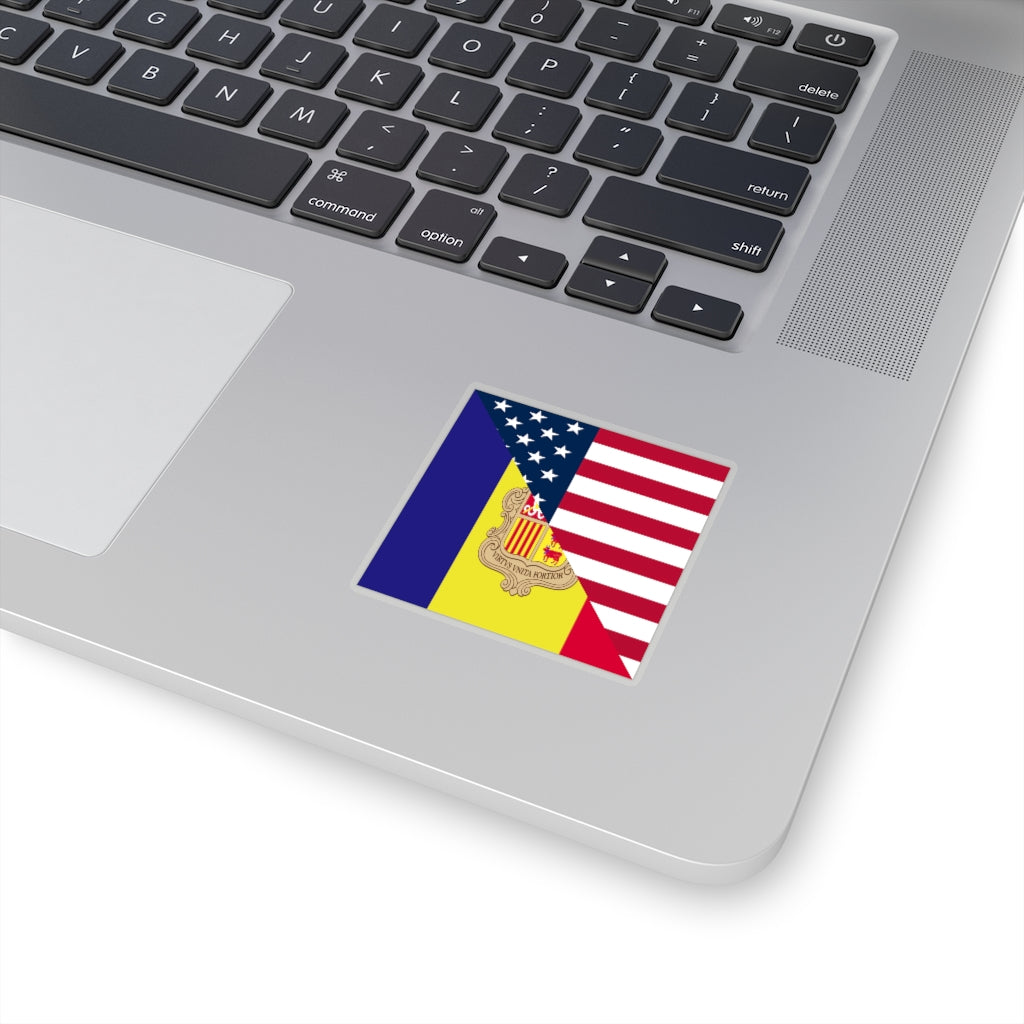 Andorran American Flag Sticker | Andorra USA