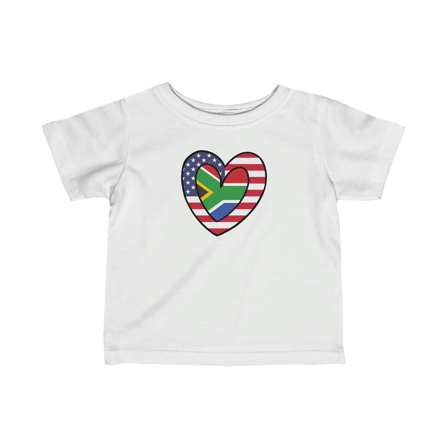 Infant South African American Heart Valentines Day Gift Half Africa USA Flag Toddler Tee Shirt