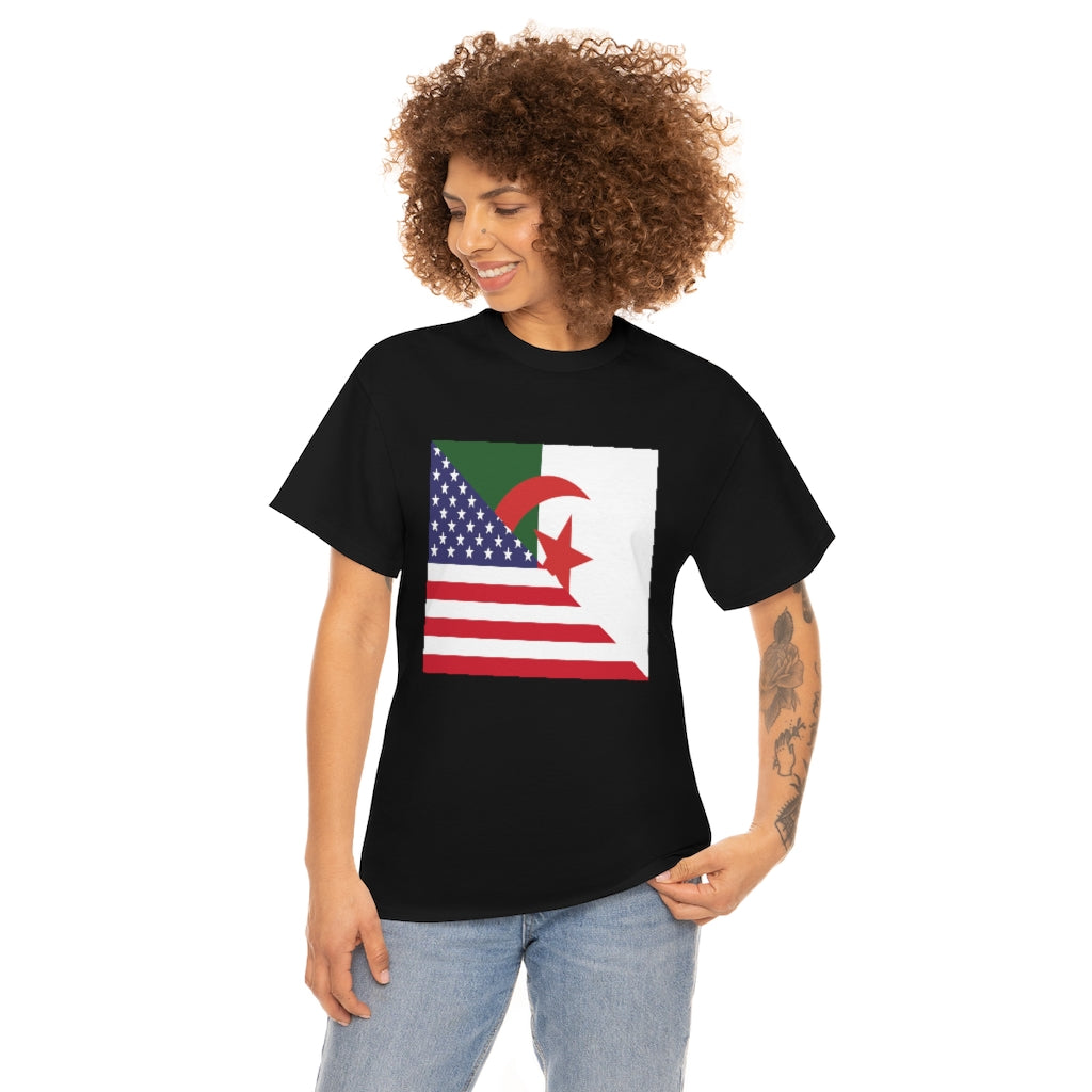 Algerian American Flag Tee Shirt | Algeria USA Tshirt