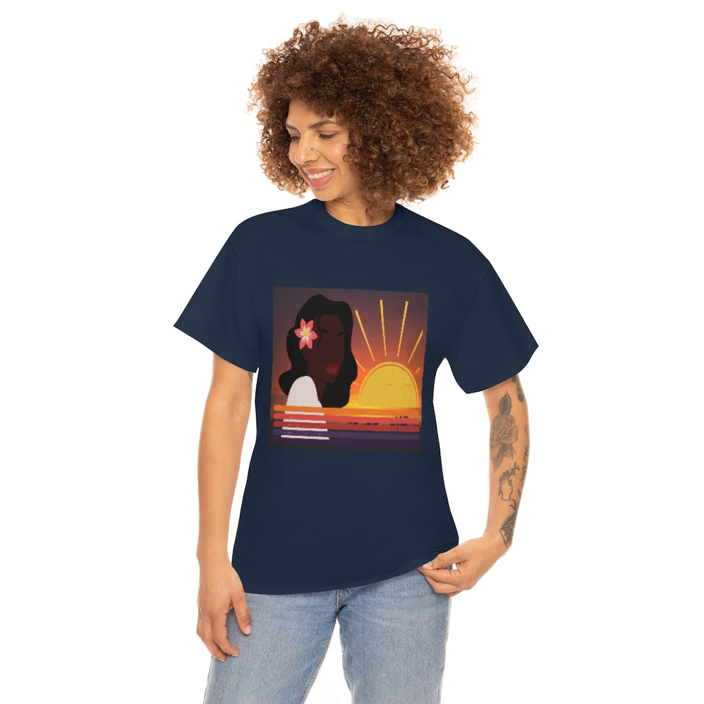 Black Woman Summer Sunrise Sunset T-Shirt | Unisex Men Women Shirt