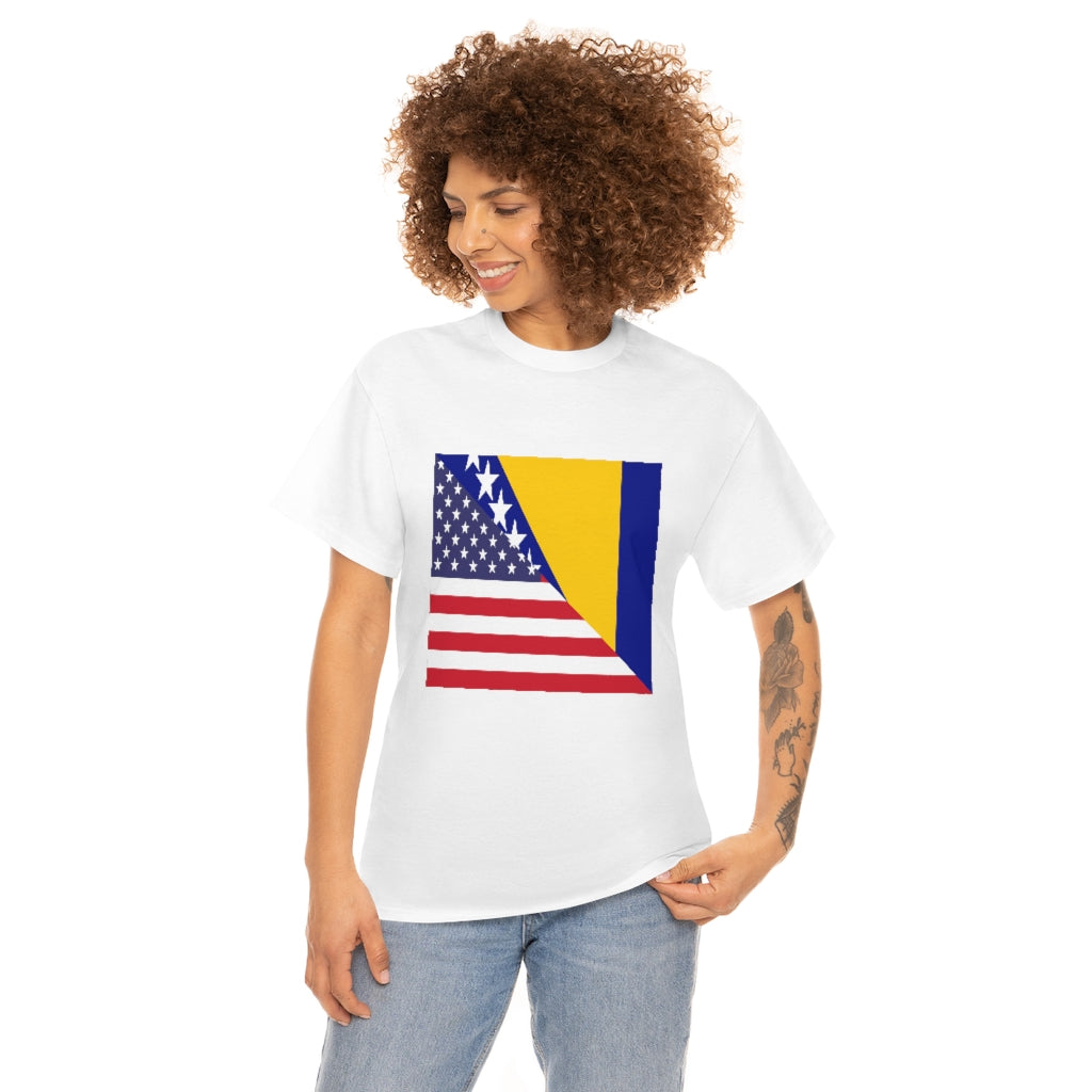 Bosnia and Herzegovina American Flag Tee Shirt | Bosnia USA Tshirt