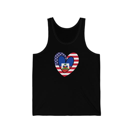 American Haitian Flag Inner Heart Tank Top | Unisex USA Haiti