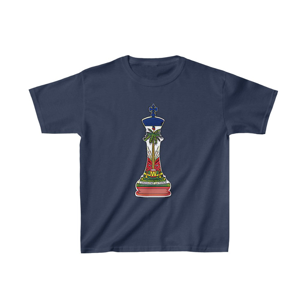 Kids Haitian King Chess Piece | Kingdom Haiti Flag Royalty T-Shirt | Unisex Tee Shirt