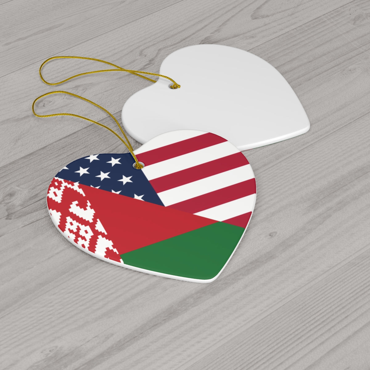 Belarus American Flag Ceramic Ornaments | Belarusian USA Christmas Tree