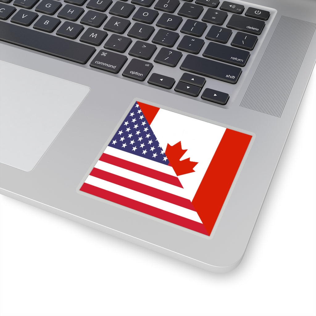 Canadian American Flag Sticker | Canada USA Stickers